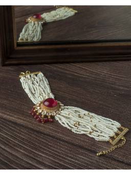 VIVINIA By Vidhi Mehra - Gold Plated Red Kundan Polki Womens Bracelet