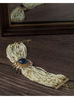 VIVINIA By Vidhi Mehra - Gold Plated Blue Kundan Polki Womens Bracelet