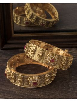 VIVINIA By Vidhi Mehra - Gold Plated Red Temple Womens Bangles