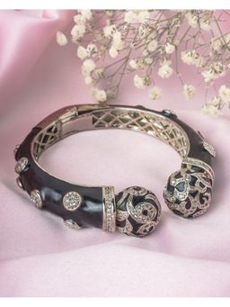 VIVINIA By Vidhi Mehra - Silver Plated Black Womens Zircon Kada