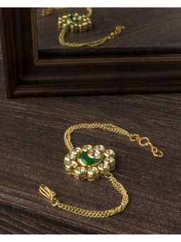 VIVINIA By Vidhi Mehra - Gold Plated Green Kundan Polki Womens Bracelet