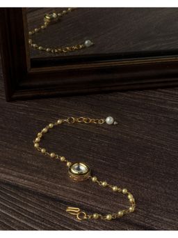 VIVINIA By Vidhi Mehra - Gold Plated Green Kundan Polki Womens Bracelet