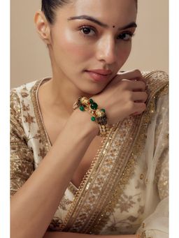 VIVINIA By Vidhi Mehra - Florence Gold Plated Green Womens Kundan Polki Kadas