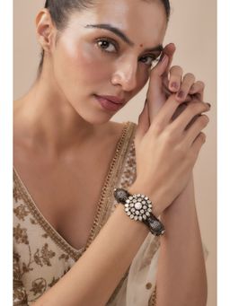 VIVINIA By Vidhi Mehra - Florence Silver Plated Black Womens Zircon Kadas