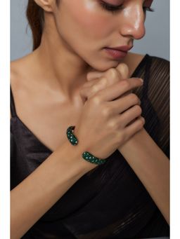 VIVINIA By Vidhi Mehra - Zia Silver Plated Green Womens Zircon Kadas
