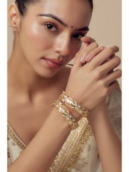 VIVINIA By Vidhi Mehra - Saadgi Gold Plated White Womens Kundan Polki Bangles