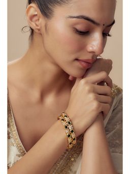 VIVINIA By Vidhi Mehra - Saadgi Gold Plated Green Womens Kundan Polki Bangles