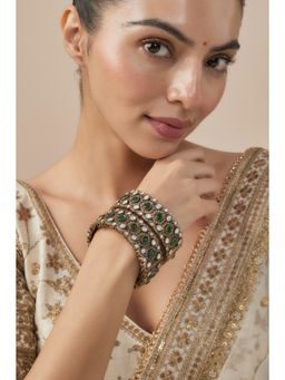 VIVINIA By Vidhi Mehra - Florence Gold Plated Green Womens Kundan Polki Bangles