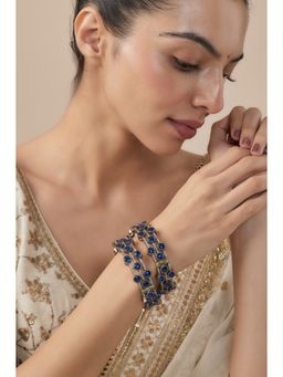VIVINIA By Vidhi Mehra - Burgundy Silver Plated Blue Womens Beaded Bangles