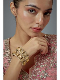 VIVINIA By Vidhi Mehra - Saadgi Gold Plated Pink Kundan Polki Womens Bangles