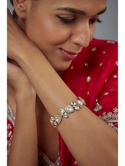 VIVINIA By Vidhi Mehra - Burgundy Gold Plated Kundan Polki Womens Bracelet