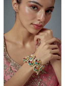 VIVINIA By Vidhi Mehra - Saadgi Gold Plated Multicolored Kundan Polki Womens Bracelets
