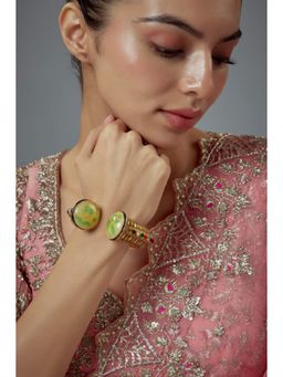 VIVINIA By Vidhi Mehra - Florence Gold Plated Green Kundan Polki Womens Kadas