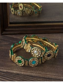 VIVINIA By Vidhi Mehra - Gold Plated Multi Colored Kundan Polki Womens Bangles