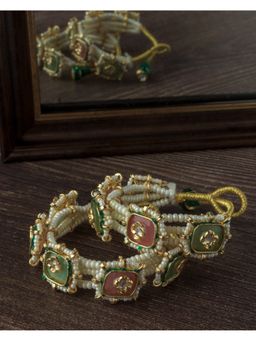 VIVINIA By Vidhi Mehra - Gold Plated Multi Colored Kundan Polki Womens Bangles