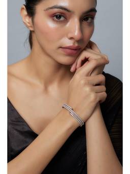 VIVINIA By Vidhi Mehra - Zia Silver Plated Womens Zircon Kadas