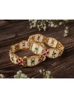 VIVINIA By Vidhi Mehra - Isvaraah 2.0 Gold Plated Beads Synthetic Stone Bangles
