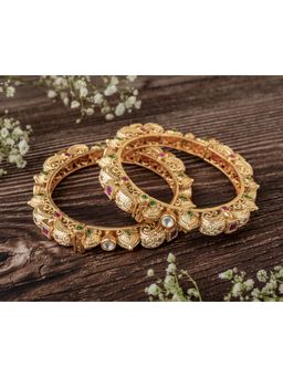 VIVINIA By Vidhi Mehra - Isvaraah 2.0 Gold Plated Temple Bangles