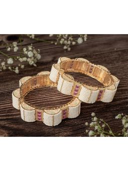 VIVINIA By Vidhi Mehra - Isvaraah 2.0 Gold Plated Beads Synthetic Stone Bangles