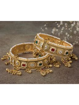 VIVINIA By Vidhi Mehra - Gold Plated Multicolored Womens Kundan Polki Bangles