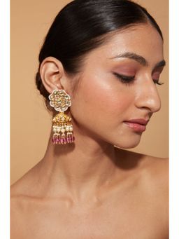VIVINIA By Vidhi Mehra - Aatman Gold Plated Pink Womens Kundan Polki Earrings