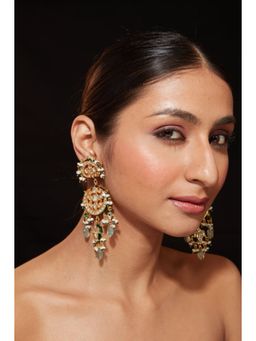 VIVINIA By Vidhi Mehra - Inaayat Gold Plated Green Womens Kundan Polki Earrings