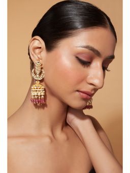 VIVINIA By Vidhi Mehra - Aatman Gold Plated Pink Womens Kundan Polki Earrings
