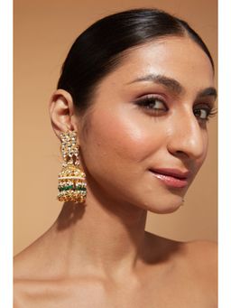 VIVINIA By Vidhi Mehra - Aatman Gold Plated Green Womens Kundan Polki Earrings