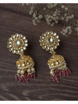VIVINIA By Vidhi Mehra - Gold Plated Pink Womens Jhumka Earrings