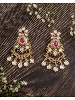 VIVINIA By Vidhi Mehra - Isvaraah 2.0 Gold Plated Pink Womens Drop Earrings