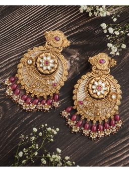 VIVINIA By Vidhi Mehra - Isvaraah 2.0 Gold Plated Pink Womens Drop Earrings