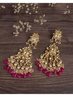 VIVINIA By Vidhi Mehra - Gold Plated Pink Womens Drop Earrings