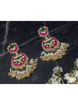 VIVINIA By Vidhi Mehra - Morpankh Gold Plated Multicolored Womens Kundan Polki Earrings