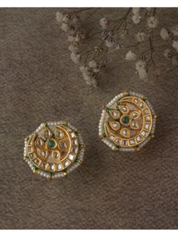 VIVINIA By Vidhi Mehra - Saadgi Gold Plated Green Womens Stud Earrings