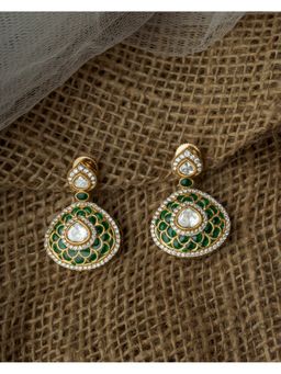 VIVINIA By Vidhi Mehra - Gold Plated Green Womens Synthetic Stone Earrings