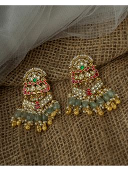 VIVINIA By Vidhi Mehra - Gold Plated Green Womens Synthetic Stone Earrings