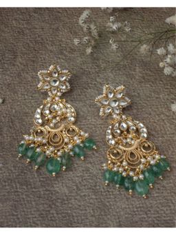 VIVINIA By Vidhi Mehra - Gold Plated Green Womens Kundan Polki Earrings