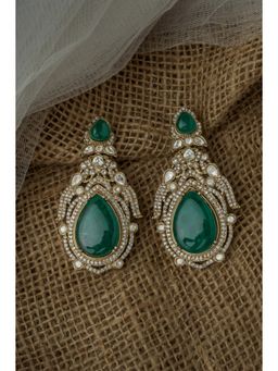 VIVINIA By Vidhi Mehra - Gold Plated Green Womens Synthetic Stone Earrings