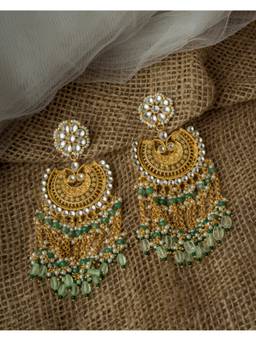 VIVINIA By Vidhi Mehra - Gold Plated Green Womens Synthetic Stone Earrings