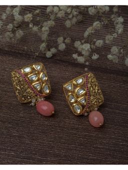 VIVINIA By Vidhi Mehra - Gold Plated Pink Womens Drop Earrings