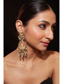 VIVINIA By Vidhi Mehra - Inaayat Gold Plated Green Womens Kundan Polki Earrings