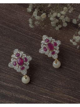 VIVINIA By Vidhi Mehra - Gold Plated Pink Womens Drop Earrings