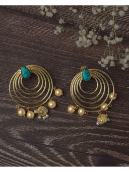 VIVINIA By Vidhi Mehra - Gold Plated Blue Womens Hoop Earrings