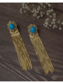 VIVINIA By Vidhi Mehra - Gold Plated Blue Womens Tassel Earrings