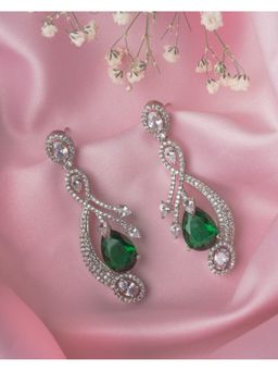 VIVINIA By Vidhi Mehra - Silver Plated Green Womens Dangle Earrings