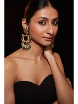 VIVINIA By Vidhi Mehra - Inaayat Gold Plated Multicolored Womens Kundan Polki Earrings