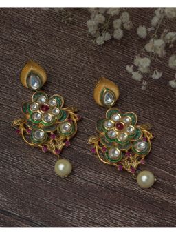 VIVINIA By Vidhi Mehra - Gold Plated Green Womens Dangle Earrings