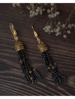 VIVINIA By Vidhi Mehra - Gold Plated Black Womens Tassel Earrings