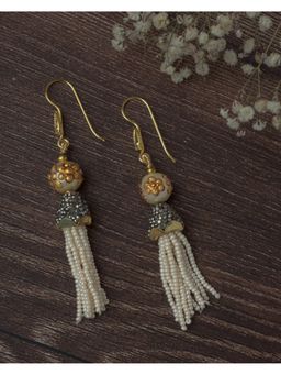 VIVINIA By Vidhi Mehra - Gold Plated White Womens Tassel Earrings
