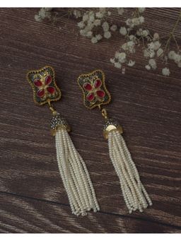 VIVINIA By Vidhi Mehra - Gold Plated Red Womens Tassel Earrings